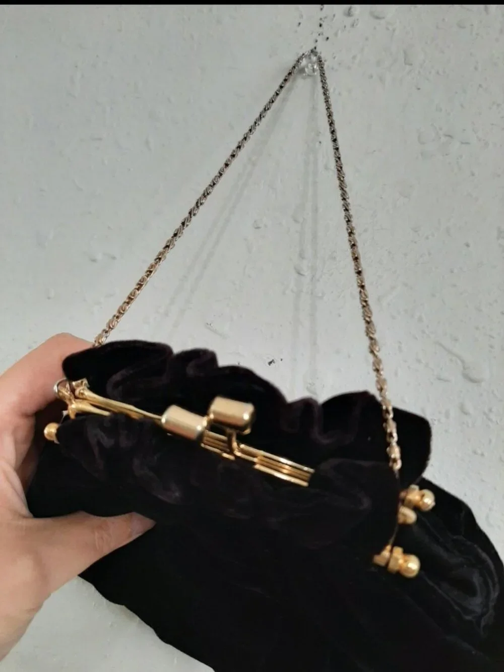 Vintage Vanessa velvet clutch mini purse on chain clasp coin evenings